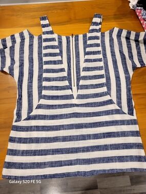 Soft Surroundings Navy and White Striped Top
